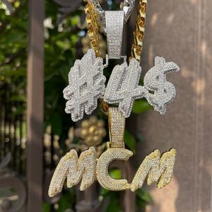 Ice Cubed 14K Gold Filled Moissanite Pendant Letter Charm Custom <b>Name</b> <b>Tag</b> Silver Plated Hip Hop Jewelry for Streetwear Party - Product Image 5