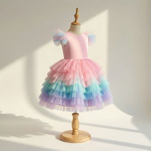 Vestido de Fiesta de Princesa sin Mangas hasta el Tobillo, de Tul, Ecológico, de Lujo, con Diseño de Unicornio Pastel para Niñas, Ideal para Cumpleaños, Bodas y Eventos Florales - Product Image 4