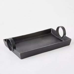 Bandeja Rectangular Metálica para Servir con Asas, Acabado Pulido, Color Sólido, Uso Residencial, para Servir Té, Café y Bocadillos - Product Image 5