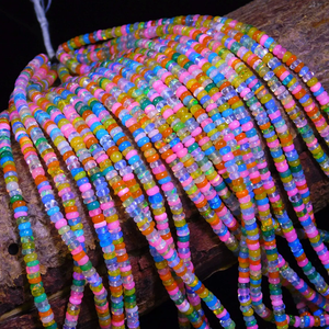 Cuentas de Rondelle lisas de disco de ópalo etíope de alta calidad, piedras preciosas naturales de ópalo de fuego multicolor de 3,5mm para la fabricación de joyas - Product Image 4