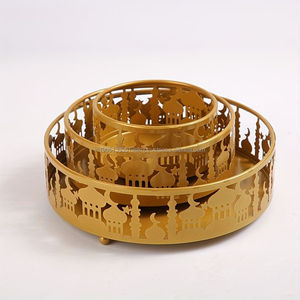 Haute qualité personnalisé arabe Ramadan luxe or métal plateau en gros plaque de fer plateau de service pour Eid décorations de table - Product Image 6