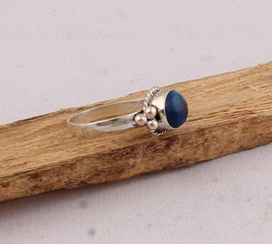 Wholesale Natural Lapis Lazuli <b>Ring</b> <b>925</b> Sterling <b>Silver</b> Round Gemstone <b>Ring</b> Manufacturer Handcrafted Blue Stone Solitaire <b>Ring</b> - Product Image 3