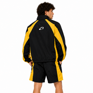 Trendy Custom Yellow Black Men's Windbreaker Short Sets Hooded Windbreaker Shorts Set Men Nylon Men's Shorts Windbreaker Hoodies - Product Image 2