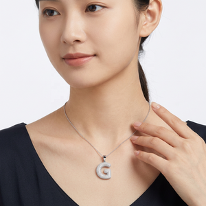 925 Sterling Silver G Pendant Necklace Cute Alphabetic Design Stylish Zircon Rhodium Plated 4-Layer Plated 30mm Fashion Unisex - Product Image 2