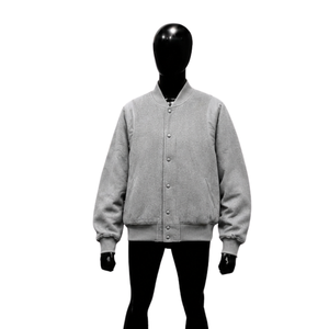 PREMIUM GRAY BOMBER <b>JACKET</b> <b>FOR</b> <b>MEN</b> <b>SMART</b> CASUAL FASHION ESSENTIAL SIMPLE GRAY STREETWEAR Cotton Solid Color Button Front Casual - Product Image 1