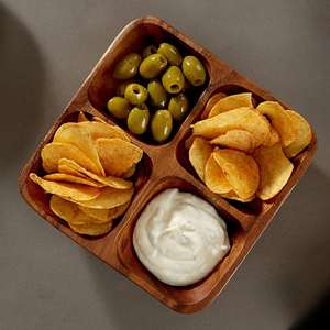 Bandeja de servicio rectangular de madera maciza de Acacia al por mayor, plato de 4 secciones para restaurante, hotel, servicio de comida - Product Image 6