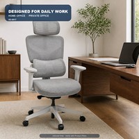 Chaise de bureau ergonomique en maille avec accoudoirs 5D, dossier haut, pivotante, pour le personnel de bureau et l'espace de travail à domicile