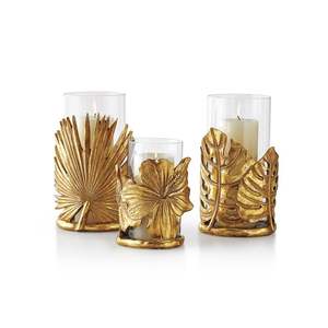 Lanterne en verre texturé doré, style hurricane, pour bougies décoratives, idéale pour des collections de décoration de luxe distinctives. - Product Image 4