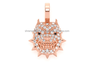 Collar de Plata 925 Bañado en Oro con Colgante de Cara de Pitbull con Púas, Estilo Hip Hop, con Diamantes Cultivados en Laboratorio, Personalizado, Moderno y de Alta Gama, para Fiesta - Product Image 6