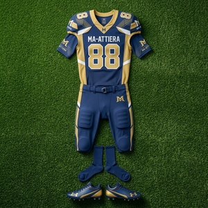 Ensemble de maillot et pantalon de football américain personnalisé bleu marine et or, uniforme d'équipe rembourré, fabricant de vêtements de sport en gros - Product Image 5