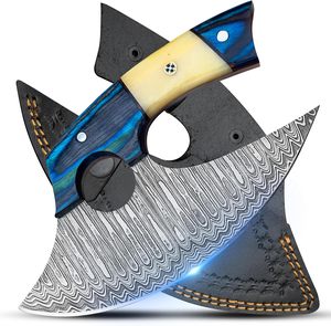 Cuchillos Ulu al por mayor, de acero de Damasco, hoja multiusos, ambidiestros, con funda de cuero, uso duradero, personalizables - Product Image 1