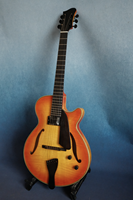 Guitare électrique Jazz Archtop faite à la main de 16 pouces, corps creux à 6 cordes, YUNZHI 2A, corps en érable massif flammé, ébène professionnel brillant