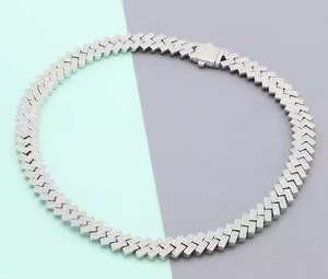 Trendy Unisex Luxury White <b>Gold</b> Cuban Link Chain VVS Studded Round Cut Diamond <b>Tester</b> Check Moissanite for Wedding - Product Image 1