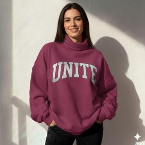 Womens Red Fredom Graphic <b>Mock</b> <b>Neck</b> Pullover Sweatshirt Long Sleeve Oversized Fleece Loungewear <b>Top</b> Casual Winter Streetwear - Product Image 6