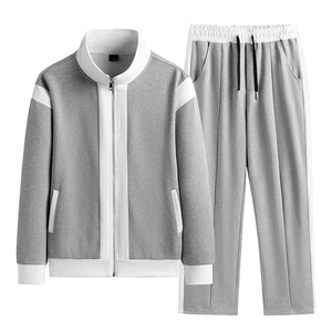 Conjunto Deportivo de 2 Piezas para Hombre, Transpirable y de Alta Calidad, con Rayas en Contraste, Chaqueta con Cierre y Pantalones Deportivos, al por Mayor - Product Image 1