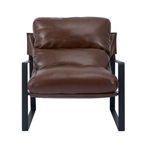 Poltrona Moderna Eco-Friendly in Pelle PU, Comoda Sedia Imbottita con Cuscini in Schiuma Morbida, Telaio in Metallo Robusto, Sfoderabile - Product Image 1