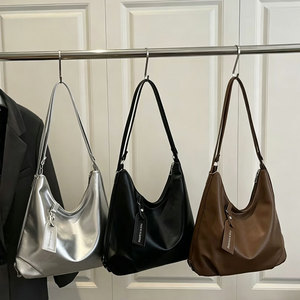 2026 Large Capacity Spring PU Trendy <b>Soft</b> <b>Leather</b> Women's Fashion Versatile Shoulder <b>Bag</b> Zipper Closure Lazy Style Design - Product Image 6