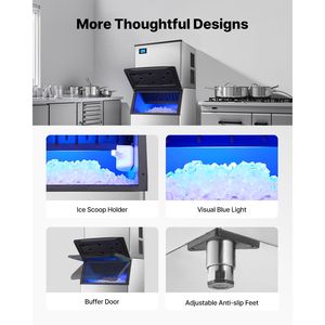 Attrezzatura di Refrigerazione per Cucine Commerciali, Macchina per il Ghiaccio Autopulente 800LBS/24H con Contenitore di Stoccaggio Grande da 500LBS - Product Image 6