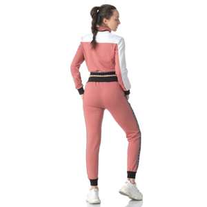 Chaqueta Deportiva Rosa para Mujer 2 en 1 con Capucha, Manga Larga, Cierre de Media Cremallera, Bolsillos Laterales y Pantalones de Jogging con Cintura Elástica - Product Image 4