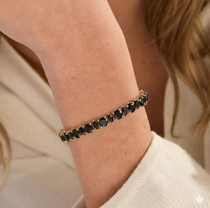 Black Onyx <b>Charm</b> Bracelet in 925 Sterling <b>Silver</b> Gold Plated Luxury Handmade Vintage Gemstone Jewelry Gift for Women - Product Image 2