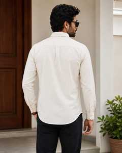 Chemise Homme 100% Lin ODM à Manches Longues Boutonnée Col Rabattu Coupe Droite Décontractée Vêtement de Travail d'Été 140g - Product Image 2
