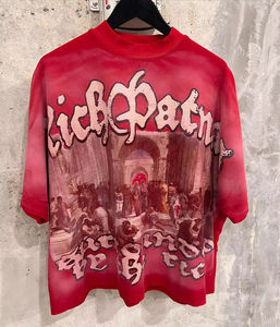 T-shirt graphique vintage oversize personnalisé streetwear en coton épais, haut tendance pour hommes et femmes, prix abordable, OEM - Product Image 3