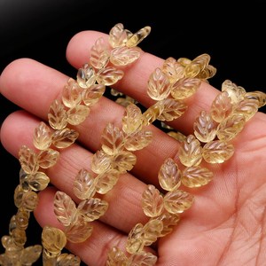 Cuentas de citrino natural talladas en forma de hoja de 10-11 mm, cuentas de piedras preciosas de citrino talladas a mano en forma de hoja, cuentas sueltas para la fabricación de joyería. - Product Image 4