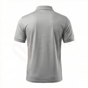 Polo à manches courtes gris pour homme, 100% polyester, tricoté, respirant, design uni, coupe classique - Product Image 2