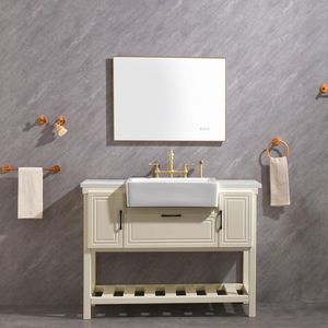 Specchio da Bagno LED Retroilluminato 32x24 Pollici, Montaggio a Parete, Cornice in Metallo con Pulsante Touch Intelligente, Funzione Antiappannamento e Memoria - Product Image 1