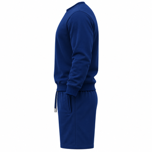Conjunto Deportivo AIFRAN SPORTS para Hombre, Sudadera Azul Marino con Cuello Redondo, Pantalones Cortos con Cordón, Estampado de Leopardo, Ropa Deportiva Informal, 50% Algodón - Product Image 4