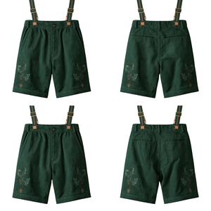 Pantalones Cortos Bávaros de Gamuza Verde Bosque para Hombre, Personalizados, Tradicionales, Bordados, de Cuero, para Oktoberfest, Fábrica OEM - Product Image 1