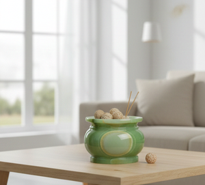 Vase en pierre d'onyx vert artisanal - Pot de fleurs en marbre naturel poli pour une décoration intérieure de luxe et un centre de table élégant - Product Image 3