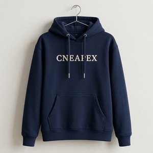 <b>Women's</b> Navy <b>Blue</b> Oversized Hoodie Embossed Logo Premium Cotton <b>Fleece</b> Pullover Sweatshirt Wholesale Streetwear Manufacturer - Product Image 1