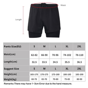 Double <b>Layer</b> <b>Mid</b> Waist Polyester Men Running Shorts Quick Dry Breathable Casual Black Exercise Gym Yoga Shorts - Product Image 6