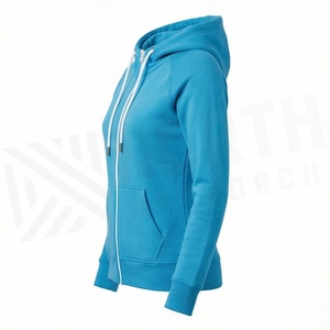 Sweat à capuche zippé classique pour femme, couleur personnalisée, manches avec trous pour les pouces, confortable, pull zippé pour femme - Product Image 3