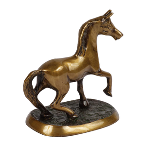 Estatua de Caballo de Metal con Acabado de Latón Antiguo, Figura Ecuestre Decorativa para Decoración de Hogar, Oficina y Regalo - Product Image 2
