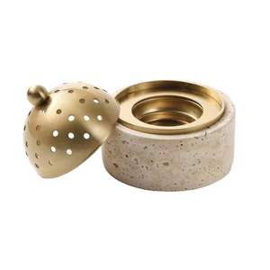 Porta Incienso de Travertino Natural Personalizado, Quemador de Incienso de Mármol, Decoración para el Hogar, Porta Incienso Esférico Religioso - Product Image 1