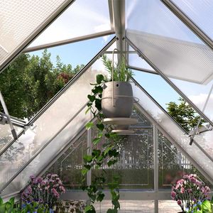 Serre personnalisable 6FT X 16FT avec structure en aluminium, système de gouttières intégré, aérations de toit et panneaux en verre trempé - Product Image 5