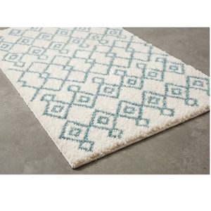 Alfombra de Área de Algodón Tufted a Mano en Oferta, Diseño Geométrico de Diamantes en Azul Marfil, Alfombra de Peluche para Sala de Estar, Dormitorio, Decoración del Hogar - Product Image 5