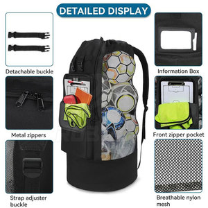 Soccer Ball <b>Backpack</b> <b>Lightweight</b> Eco-Friendly Nylon & Polyester Sports Carry Bag with Adjustable Shoulder Strap Large Storage - Product Image 4