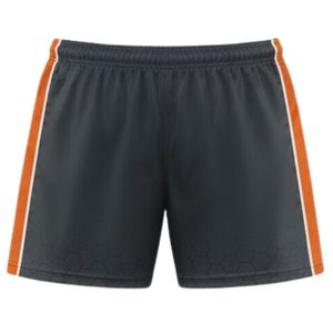 Shorts de lacrosse unisexe gris et orange en polyester, coupe athlétique, vêtements de sport, uniforme d'équipe, entraînement, tenue de match - Product Image 2