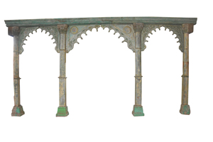 Artesanía Haswani, Arco de Madera Tradicional Antiguo de 3 Puertas, Madera Reciclada Rústica, Decoración de Puerta Tallada a Mano de Estilo Indio - Product Image 2
