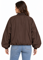 Blouson bomber léger et respirant pour femme, marron chocolat, hiver, poignets élastiqués, ourlet ajustable avec cordon de serrage