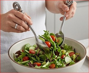 Pure And Polished Stainless Steel <b>Salad</b> <b>Tools</b> <b>Salad</b> Server With Designer Handles For Household Restaurants Hotel And Resort - Product Image 4