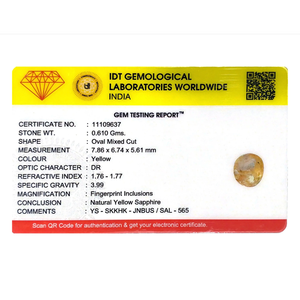 Yellow Sapphire 3.05 Carat Oval Cut Loose Gemstone for Fine Jewelry - Product Image 4
