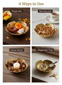 Petit bol décoratif en aluminium avec motif en feuille d'or pour la décoration de table à la maison, cadeau festif - Product Image 5