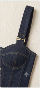 Denim <b>Patchwork</b> Corset Dress Zip Front Sleeveless Casual Dress for Streetwear Boutique - Product Image 6