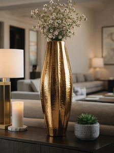 Wholesale Aluminium Matt Handmade Decorative Modern Design Gold Flower <b>Vases</b> <b>Unique</b> Contemporary Shape Luxury Home Interior - Product Image 5
