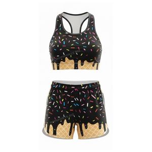Ensemble soutien-gorge et short personnalisé, ensemble top et short motif crème glacée, fabricant et fournisseur d'ensembles soutien-gorge et shorts de sport, tenue d'entraînement de cheerleading - Product Image 1