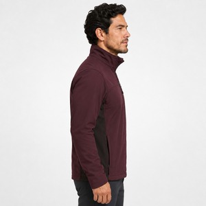 Veste polaire bordeaux pour homme, col montant, fermeture éclair, coupe-vent, décontractée, pour l'automne, coupe ajustée, en polyester tricoté - Product Image 2